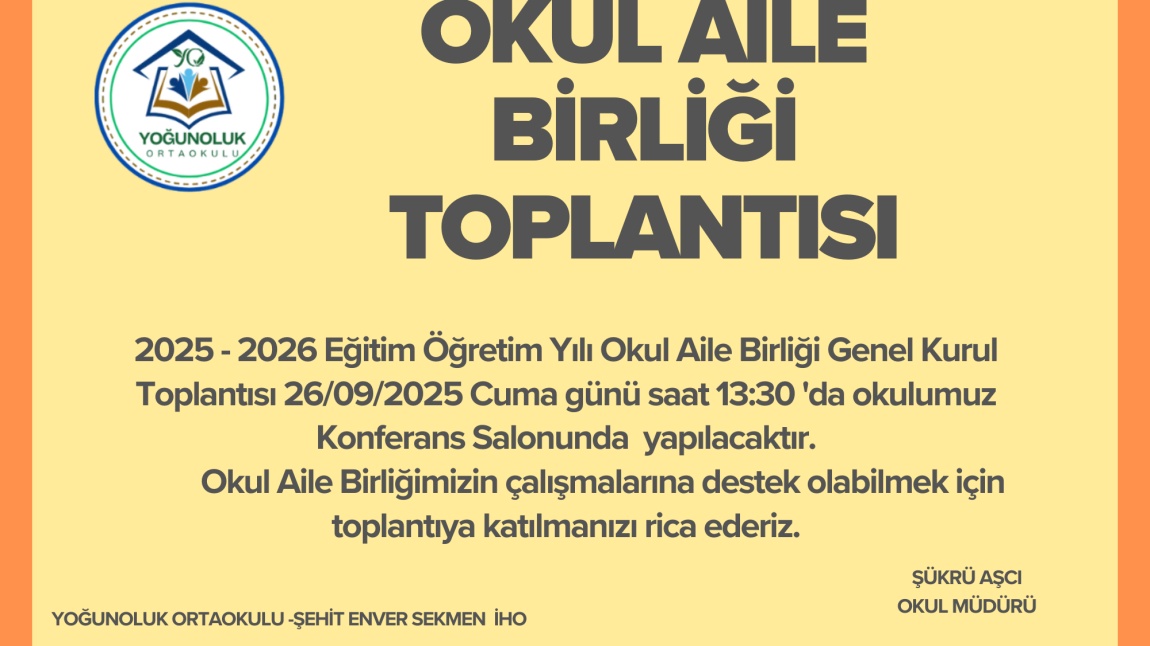 OKUL AİLE BİRLİĞİ TOPLANTISI!